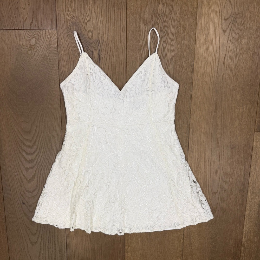 Lulu's Magnolia Blossom White Lace Skater Dress